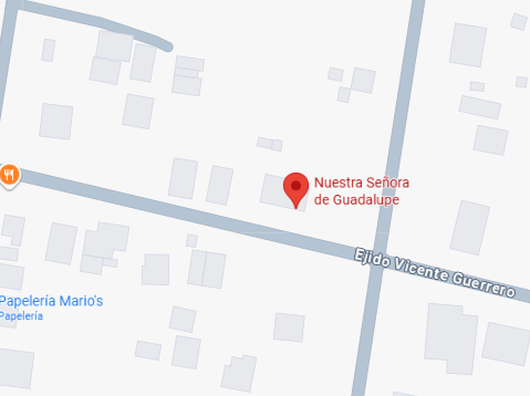 Mapa de la Capilla Nuestra Señora de Guadalupe con la ubicación marcada